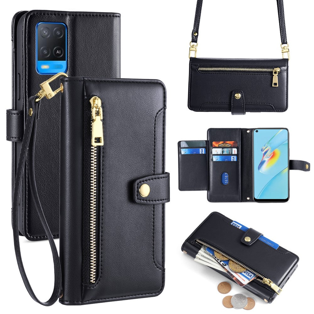 For Oppo A54 4G Wallet Case Leather Phone Bag with Multiple Card Slots