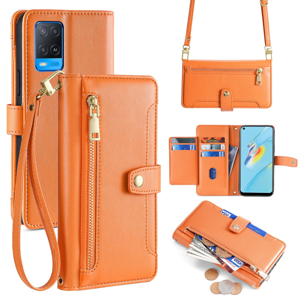 For Oppo A54 4G Wallet Case Leather Phone Bag with Multiple Card Slots