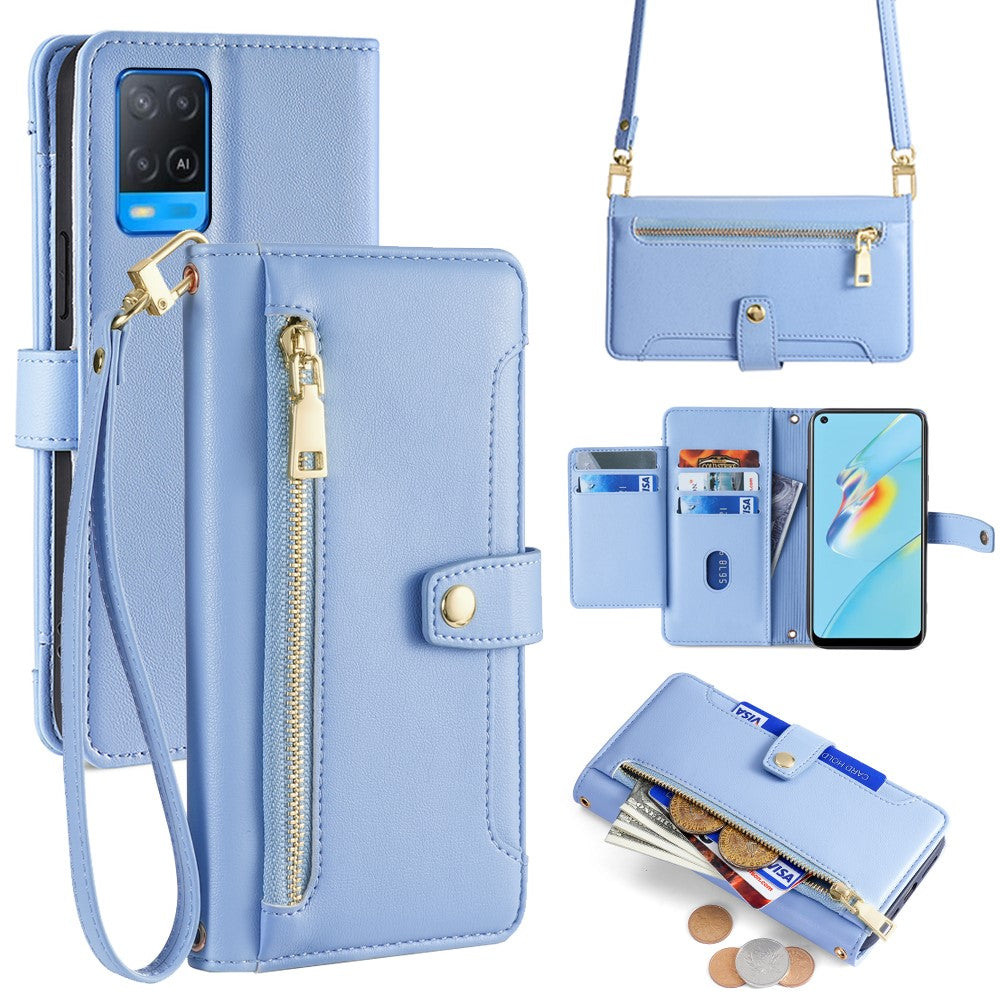 For Oppo A54 4G Wallet Case Leather Phone Bag with Multiple Card Slots