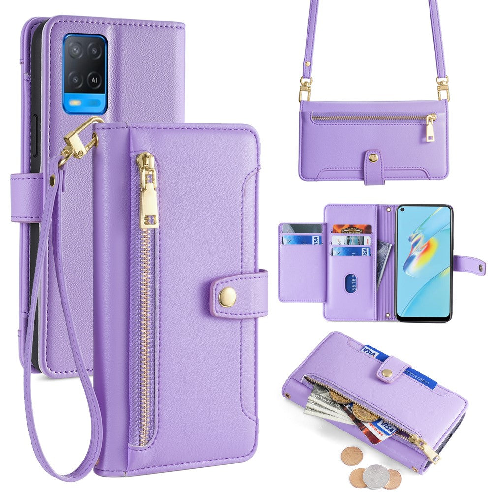 For Oppo A54 4G Wallet Case Leather Phone Bag with Multiple Card Slots