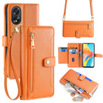 For Oppo A38 4G / A18 4G Case Card Slots Leather Wallet Phone Cover with 2 Straps