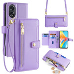 For Oppo A38 4G / A18 4G Case Card Slots Leather Wallet Phone Cover with 2 Straps