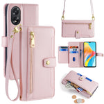 For Oppo A38 4G / A18 4G Case Card Slots Leather Wallet Phone Cover with 2 Straps