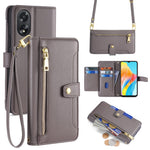For Oppo A38 4G / A18 4G Case Card Slots Leather Wallet Phone Cover with 2 Straps