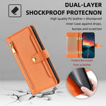 For Oppo A17 4G Case Zipper Pocket Leather Mobile Phone Drop-proof Cover with 2 Straps