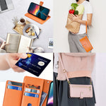 For Oppo A17 4G Case Zipper Pocket Leather Mobile Phone Drop-proof Cover with 2 Straps
