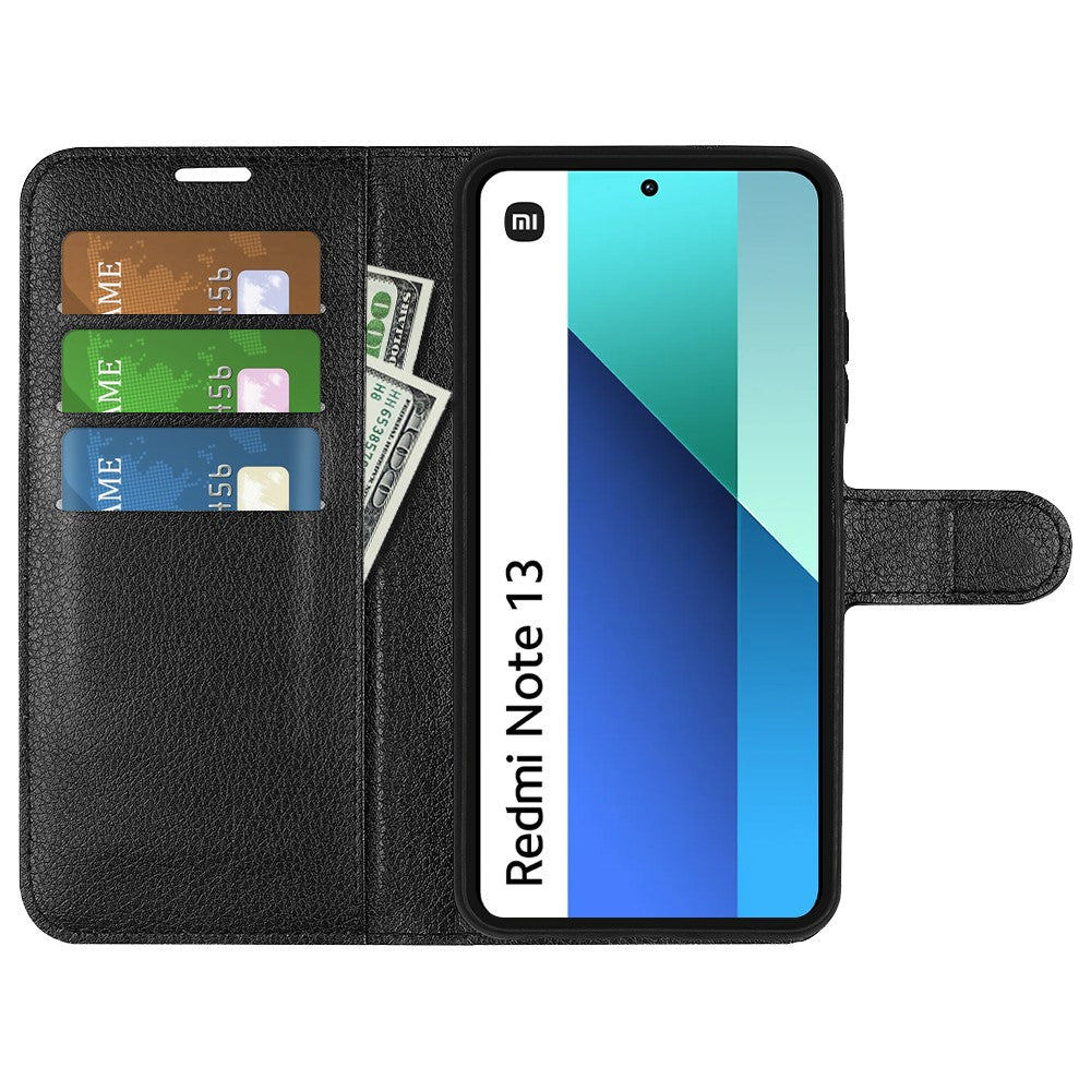 For Xiaomi Redmi Note 13 4G Phone Case Wallet Litchi Texture Leather Flip Cover