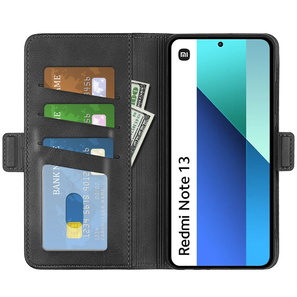 For Xiaomi Redmi Note 13 4G Cell Phone Case Dual Magnetic Clasp Leather Protective Cover