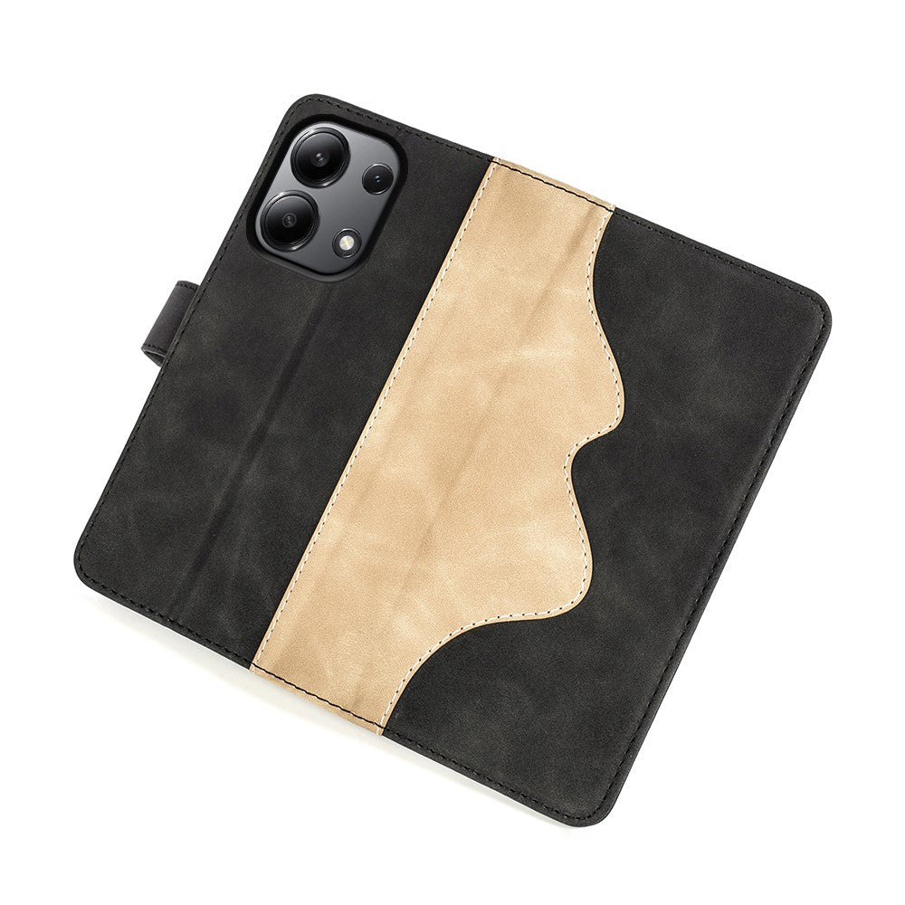 For Xiaomi Redmi Note 13 4G Case Leather Wallet Phone Cover Color Splicing