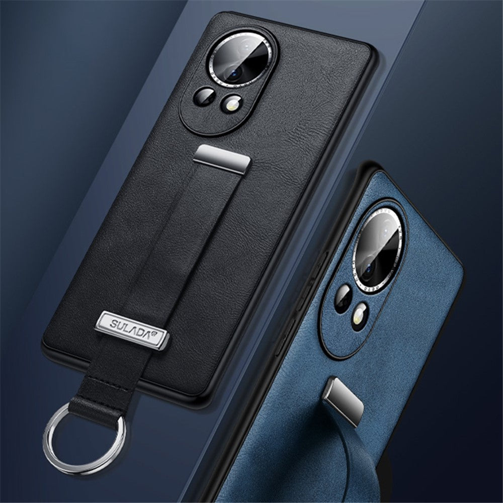 SULADA Fashion Series för Huawei Nova 12 5G mobilskal Stativskydd Infällbart Handrem