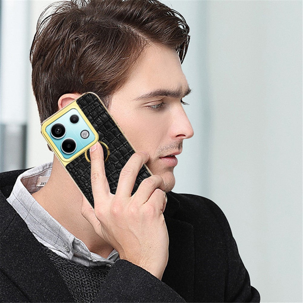 Xiaomi Redmi Note 13 Pro 5G / Poco X6 5G Mobilskal Krokodilstruktur Läder+TPU Skal med Ringstativ