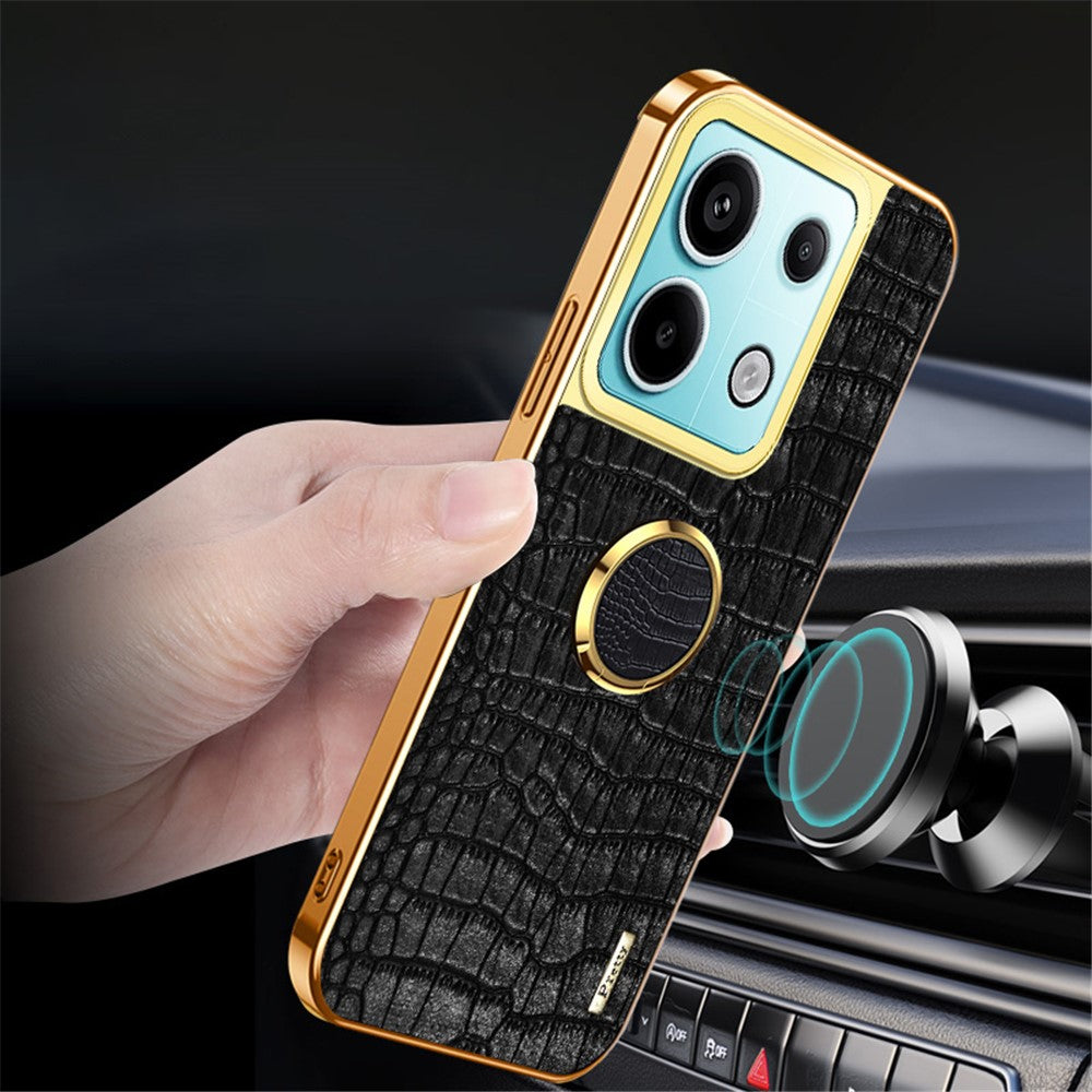 Xiaomi Redmi Note 13 Pro 5G / Poco X6 5G Mobilskal Krokodilstruktur Läder+TPU Skal med Ringstativ