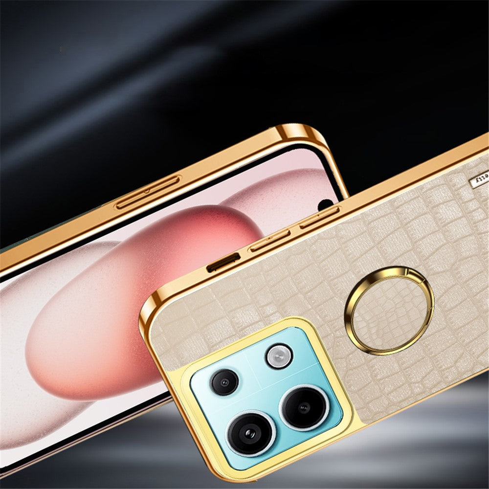 Xiaomi Redmi Note 13 Pro 5G / Poco X6 5G Mobilskal Krokodilstruktur Läder+TPU Skal med Ringstativ