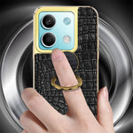 For Xiaomi Redmi Note 13 5G Cell Phone Case 6D Electroplating Ring Kickstand Leather+TPU Cover