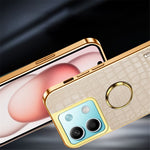 For Xiaomi Redmi Note 13 5G Cell Phone Case 6D Electroplating Ring Kickstand Leather+TPU Cover