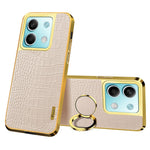 For Xiaomi Redmi Note 13 5G Cell Phone Case 6D Electroplating Ring Kickstand Leather+TPU Cover