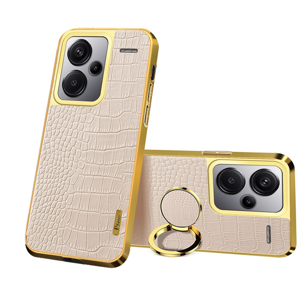 For Xiaomi Redmi Note 13 Pro+ 5G Case 6D Electroplating Ring Kickstand Anti-drop Cell Phone Cover
