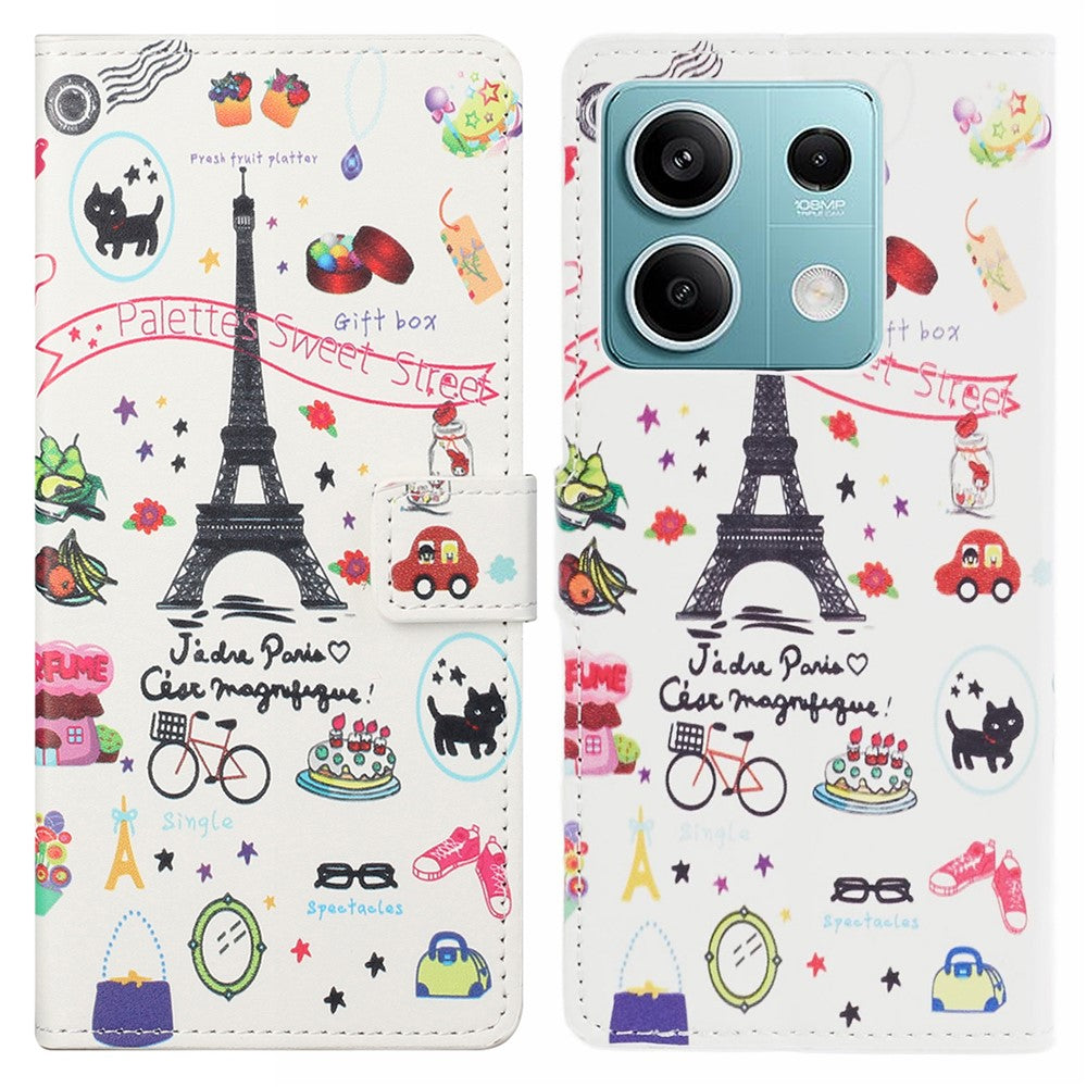 For Xiaomi Redmi Note 13 5G Phone Case Leather Pattern Printing Wallet Flip Cover
