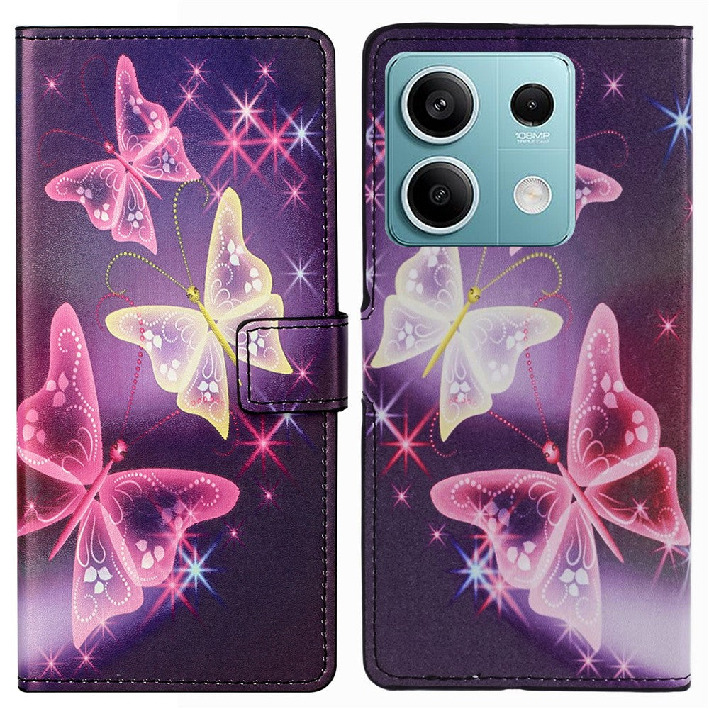 For Xiaomi Redmi Note 13 5G Phone Case Leather Pattern Printing Wallet Flip Cover