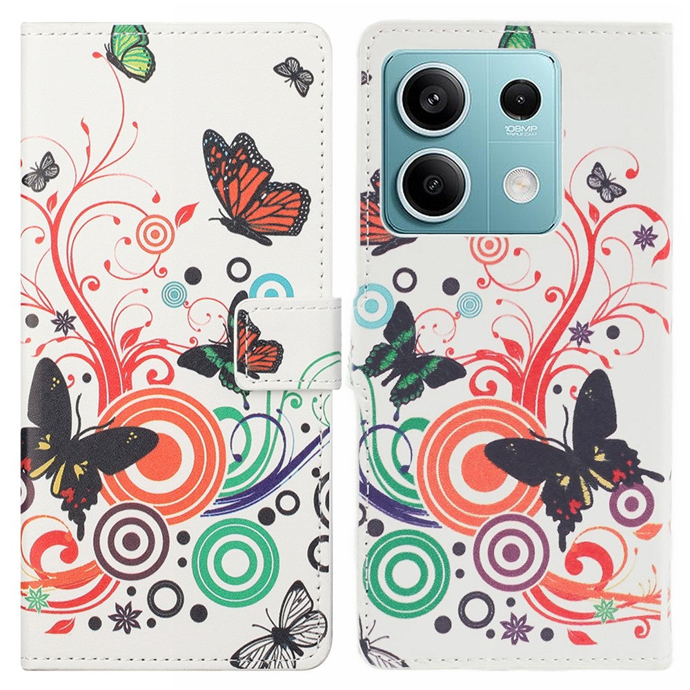 For Xiaomi Redmi Note 13 5G Phone Case Leather Pattern Printing Wallet Flip Cover