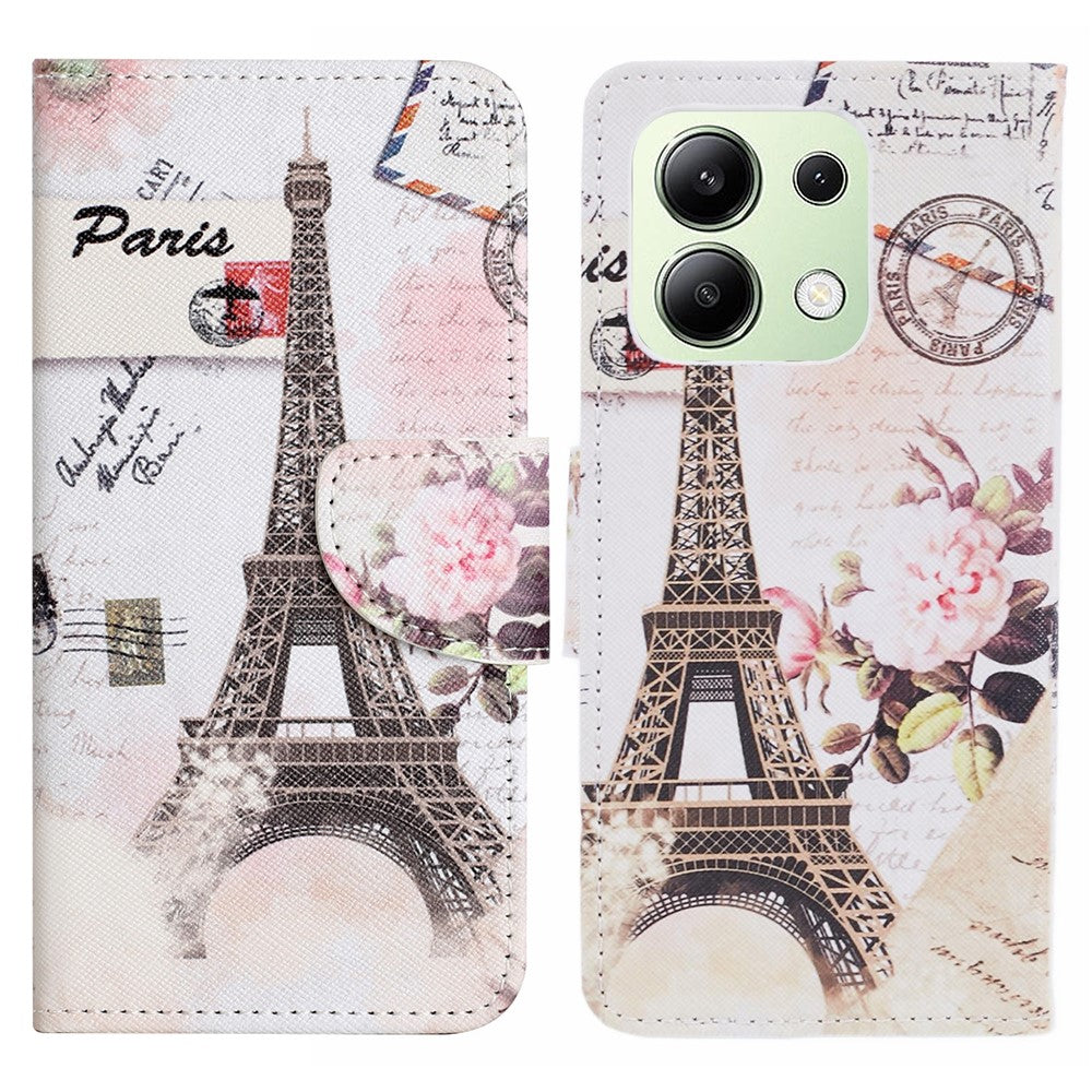 For Xiaomi Redmi Note 13 4G Wallet Flip Cover PU Leather Pattern Phone Case Cross Texture