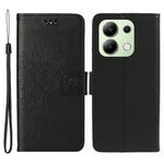 Xiaomi Redmi Note 13 4G Mobilskal Owl Tree Präglat PU Läder Stativfodral