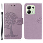 Xiaomi Redmi Note 13 4G Mobilskal Owl Tree Präglat PU Läder Stativfodral