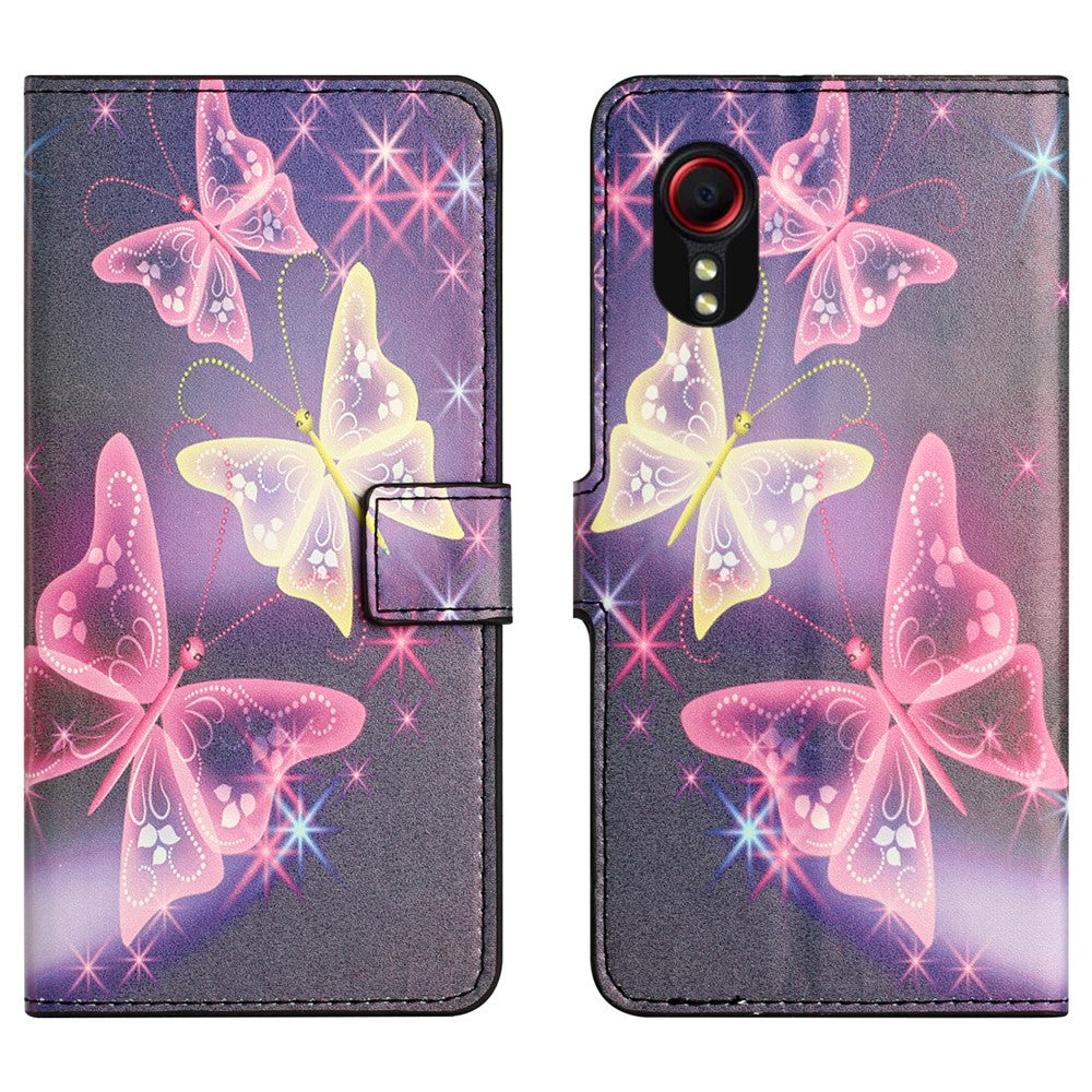 For Samsung Galaxy Xcover7 Case Leather Printed Pattern Phone Protective Cover