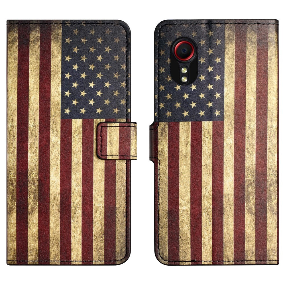 For Samsung Galaxy Xcover7 Case Leather Printed Pattern Phone Protective Cover