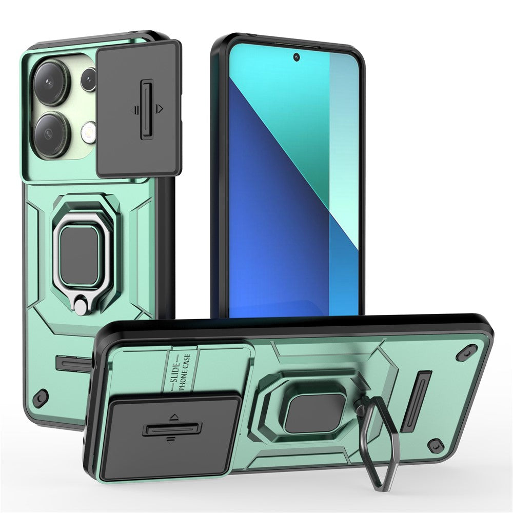 For Xiaomi Redmi Note 13 4G Case PC+TPU Slide Lens Lid Phone Cover