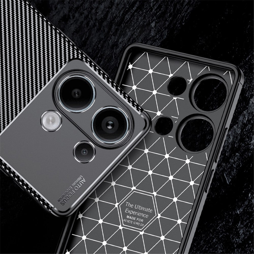 Xiaomi Redmi Note 13 4G-skal med kolfiberstruktur och mjukt TPU-skal