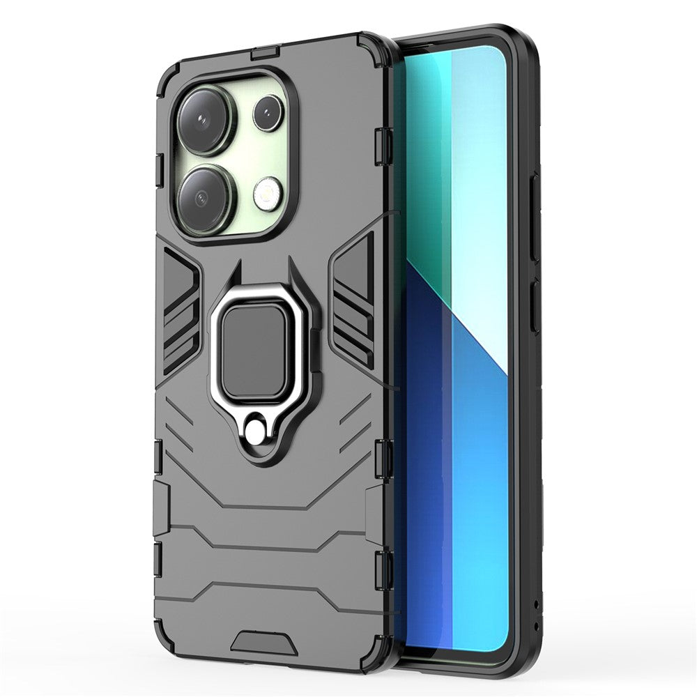 For Xiaomi Redmi Note 13 4G Case PC+TPU Anti-drop Phone Cover with Ring Holder Kickstand