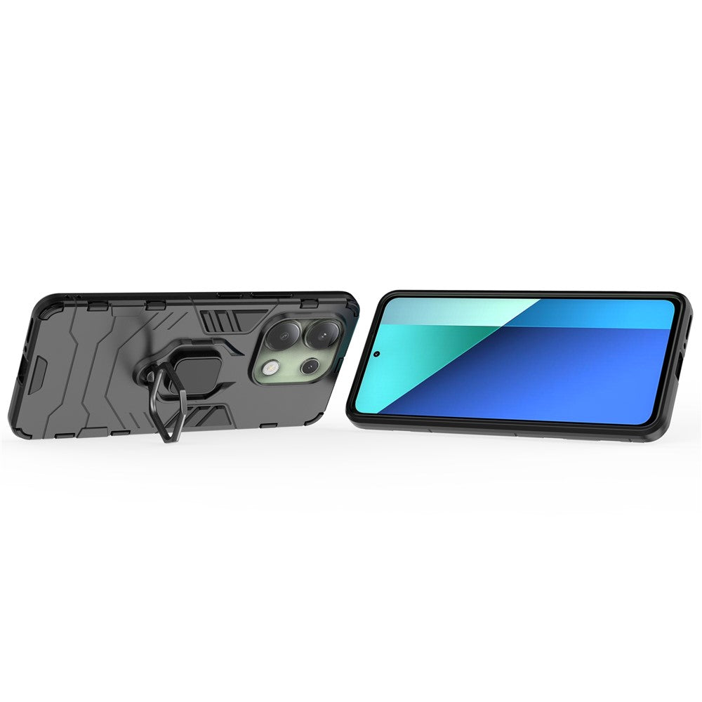 For Xiaomi Redmi Note 13 4G Case PC+TPU Anti-drop Phone Cover with Ring Holder Kickstand
