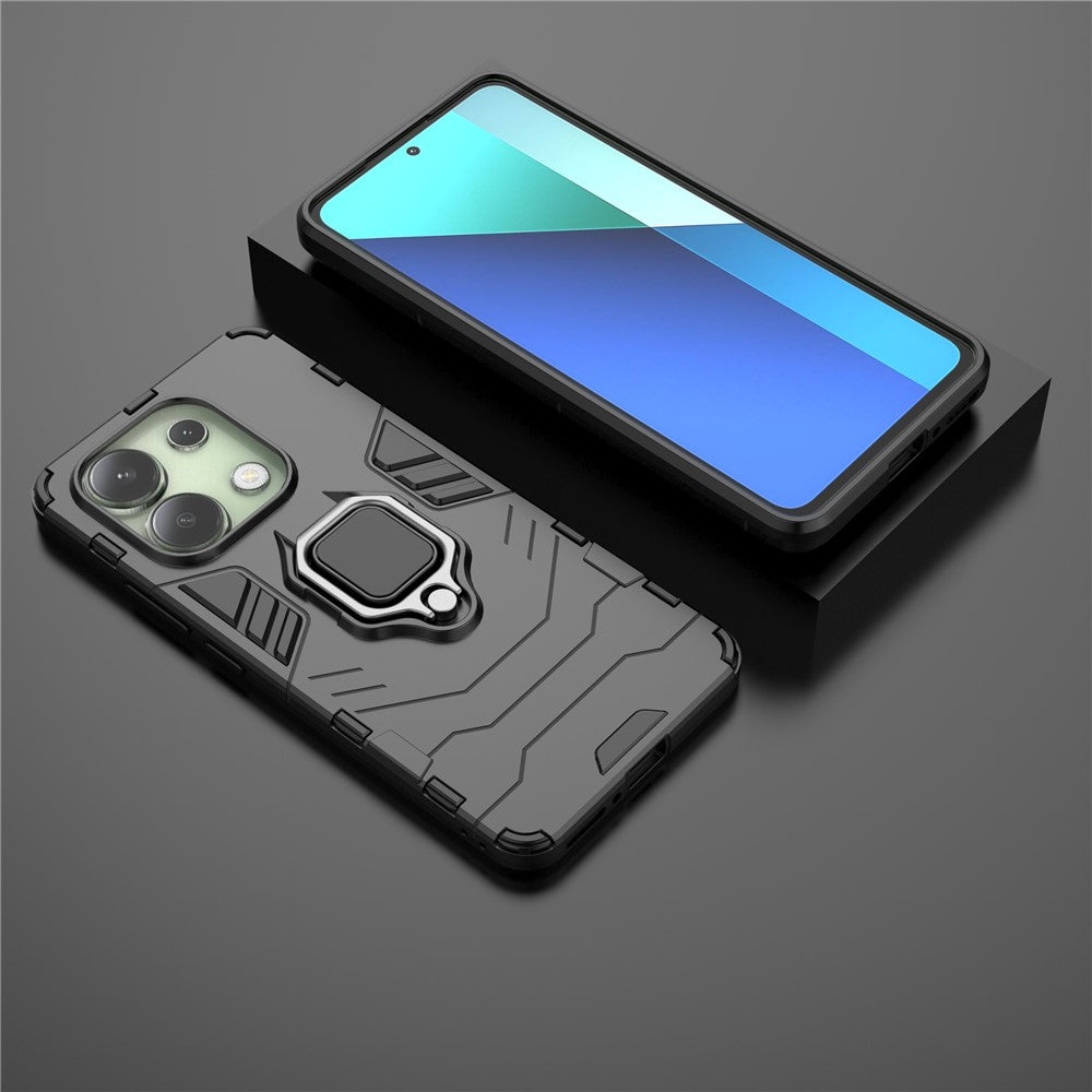 For Xiaomi Redmi Note 13 4G Case PC+TPU Anti-drop Phone Cover with Ring Holder Kickstand