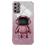 For Samsung Galaxy A53 5G Case Glitter PC+TPU Protective Cover with Astronaut Kickstand