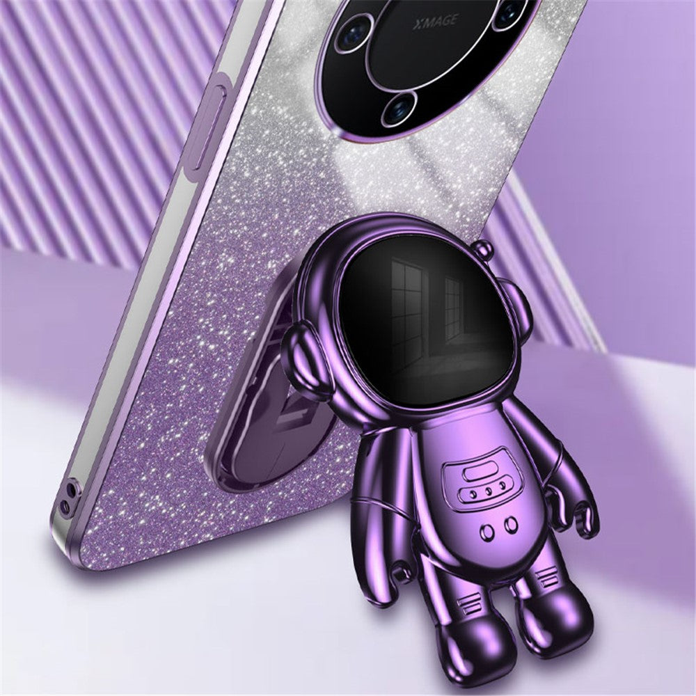 For Huawei Mate 60 Pro PC+TPU Case Electroplating Astronaut Kickstand Phone Cover