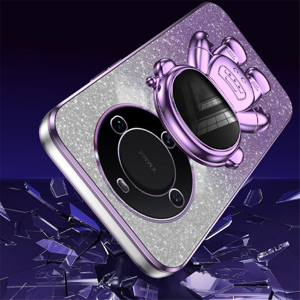 For Huawei Mate 60 Pro PC+TPU Case Electroplating Astronaut Kickstand Phone Cover