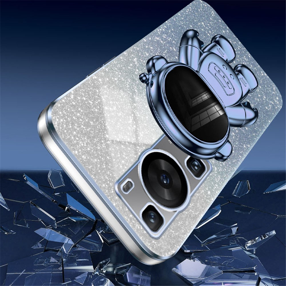 For Huawei P60 Astronaut Kickstand Glitter Powder Mobile Phone Case PC+TPU Cover