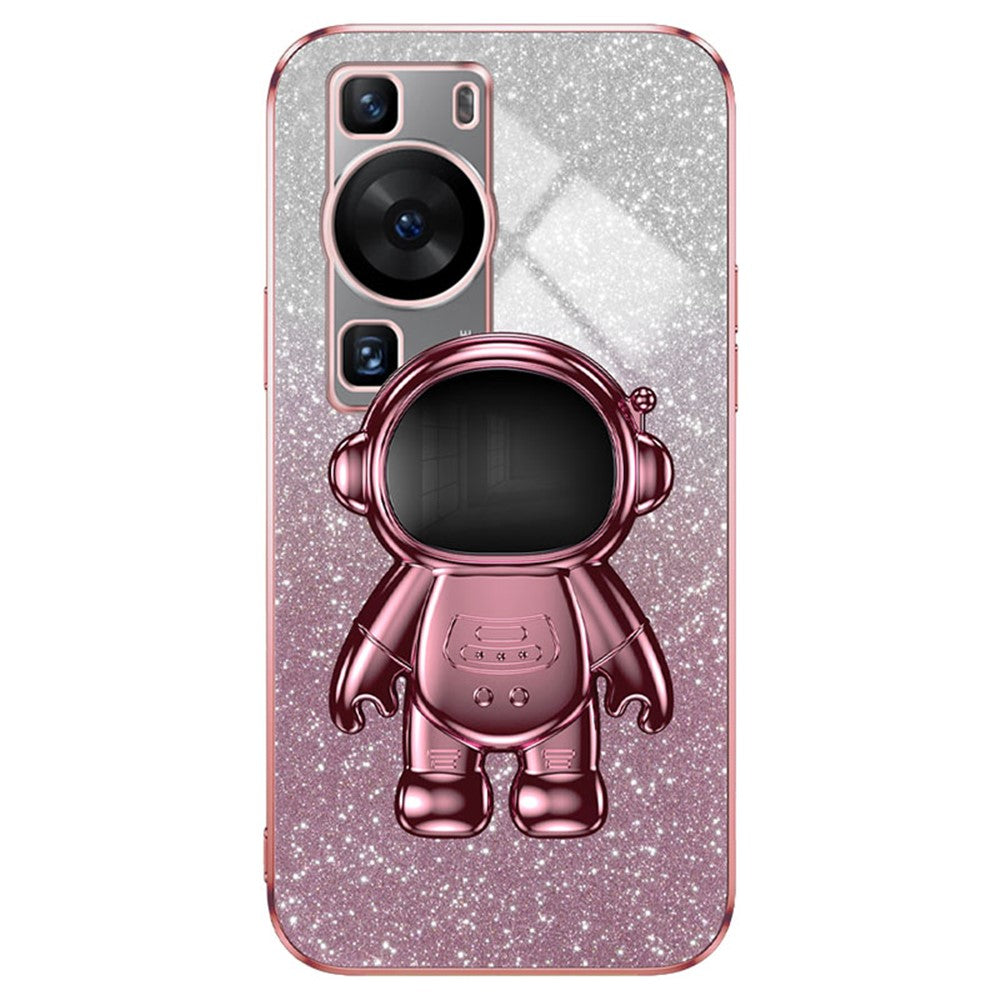 For Huawei P60 Astronaut Kickstand Glitter Powder Mobile Phone Case PC+TPU Cover
