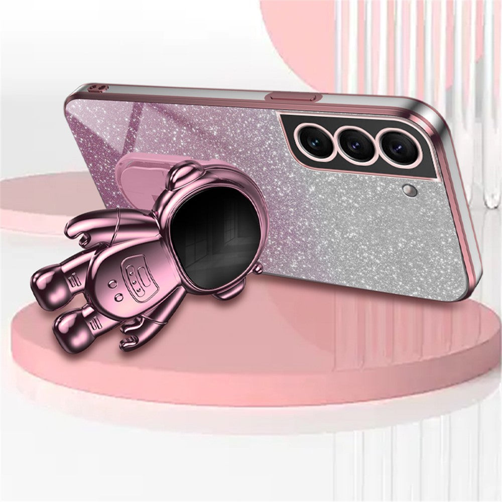 For Samsung Galaxy S22 5G PC+TPU Cell Phone Case Astronaut Kickstand Cover
