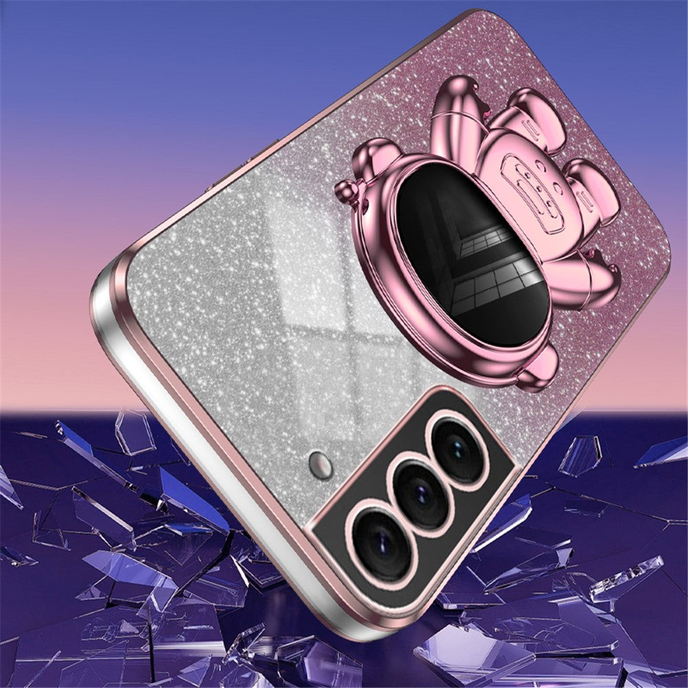 For Samsung Galaxy S22 5G PC+TPU Cell Phone Case Astronaut Kickstand Cover
