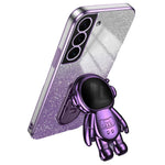 For Samsung Galaxy S22 5G PC+TPU Cell Phone Case Astronaut Kickstand Cover