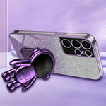 For Samsung Galaxy S21 Ultra 5G Case PC+TPU Anti-scratch Phone Cover with Astronaut Kickstand