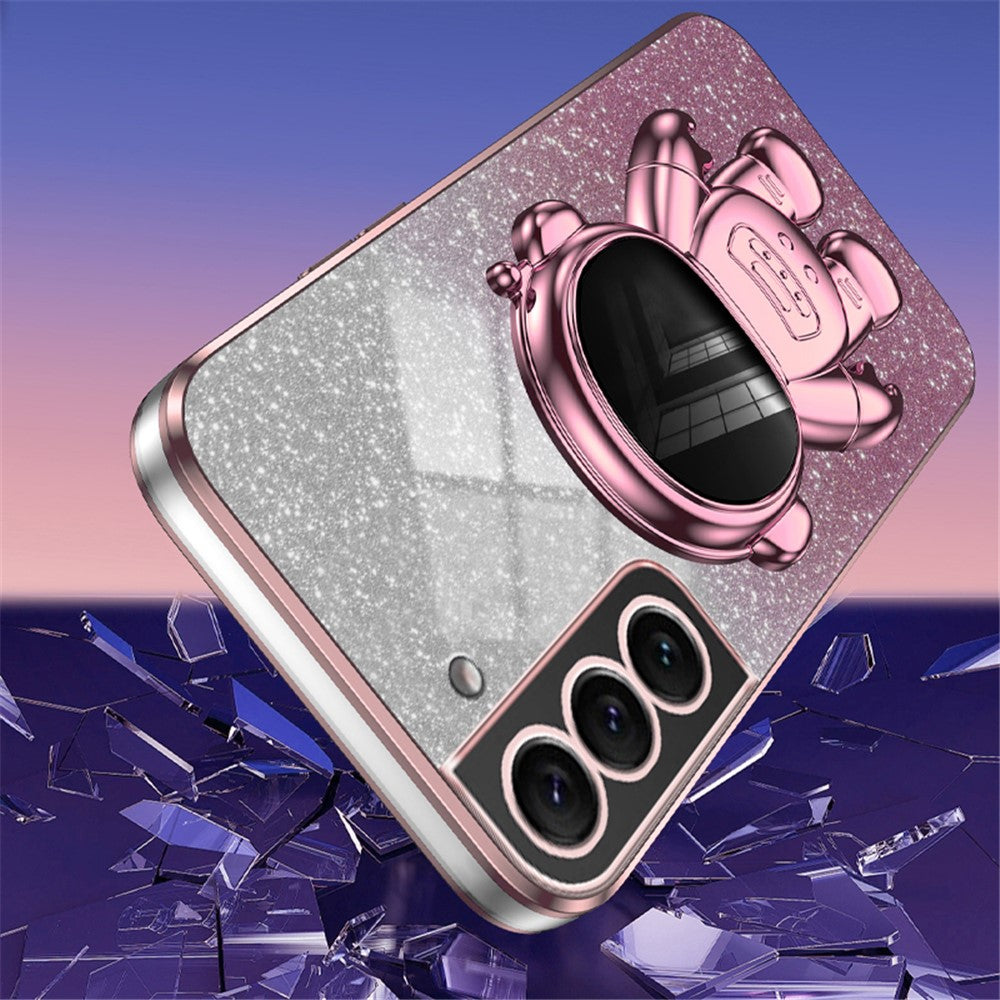 For Samsung Galaxy S21 5G / 4G Anti-Collision Case PC+TPU Phone Cover with Astronaut Kickstand