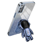 For Samsung Galaxy Note20 / Note20 5G Case PC+TPU Slim-Fit Phone Cover with Astronaut Kickstand