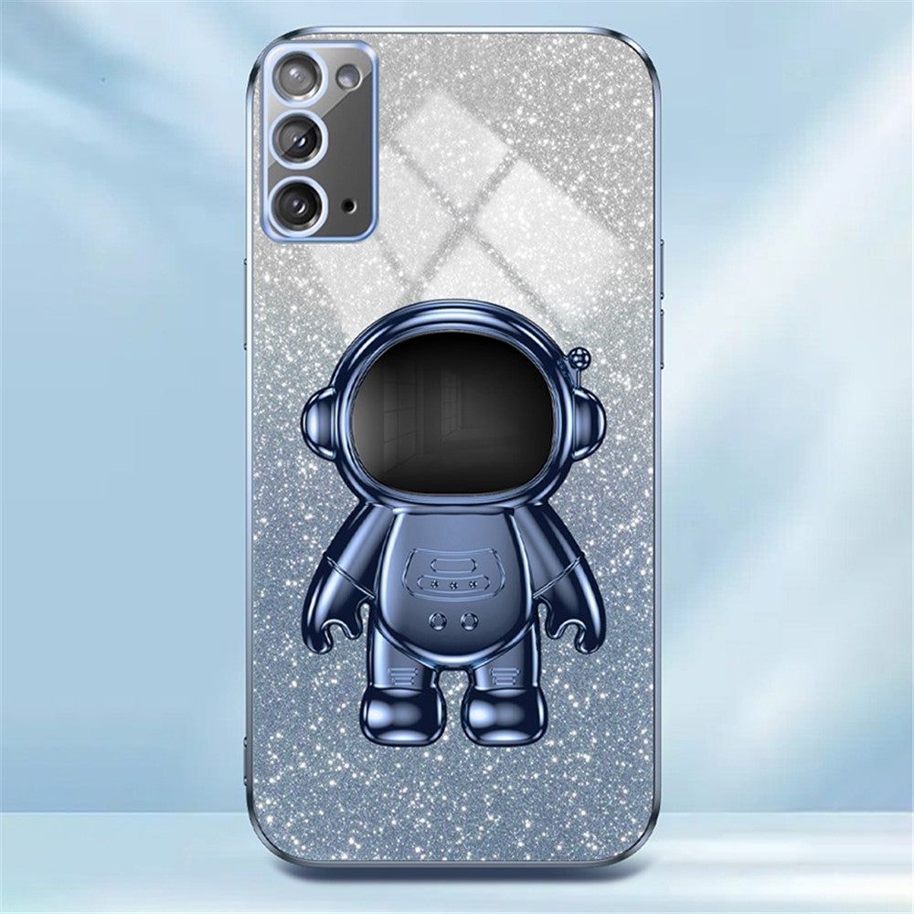 For Samsung Galaxy Note20 / Note20 5G Case PC+TPU Slim-Fit Phone Cover with Astronaut Kickstand