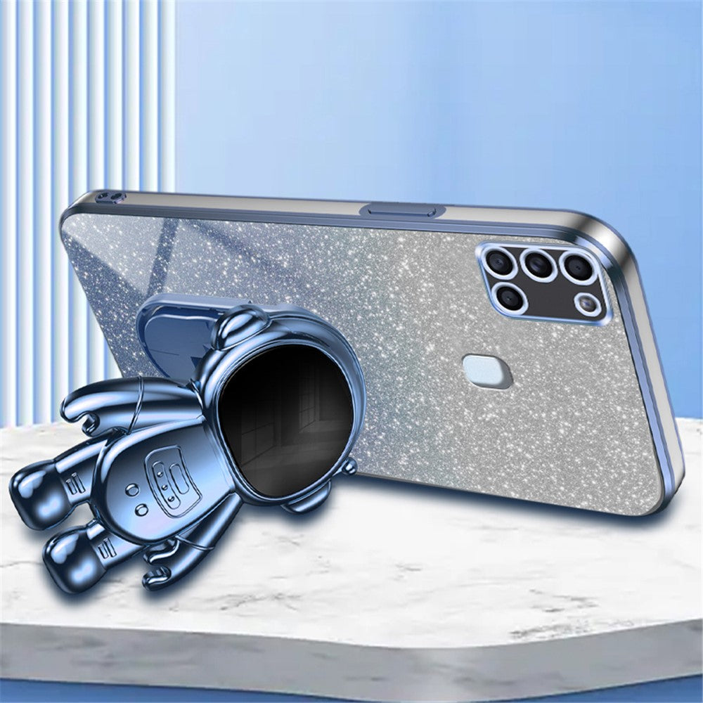 Til Samsung Galaxy A21s Ridsefast Telefoncover PC+TPU Telefoncover med Astronaut-stativ