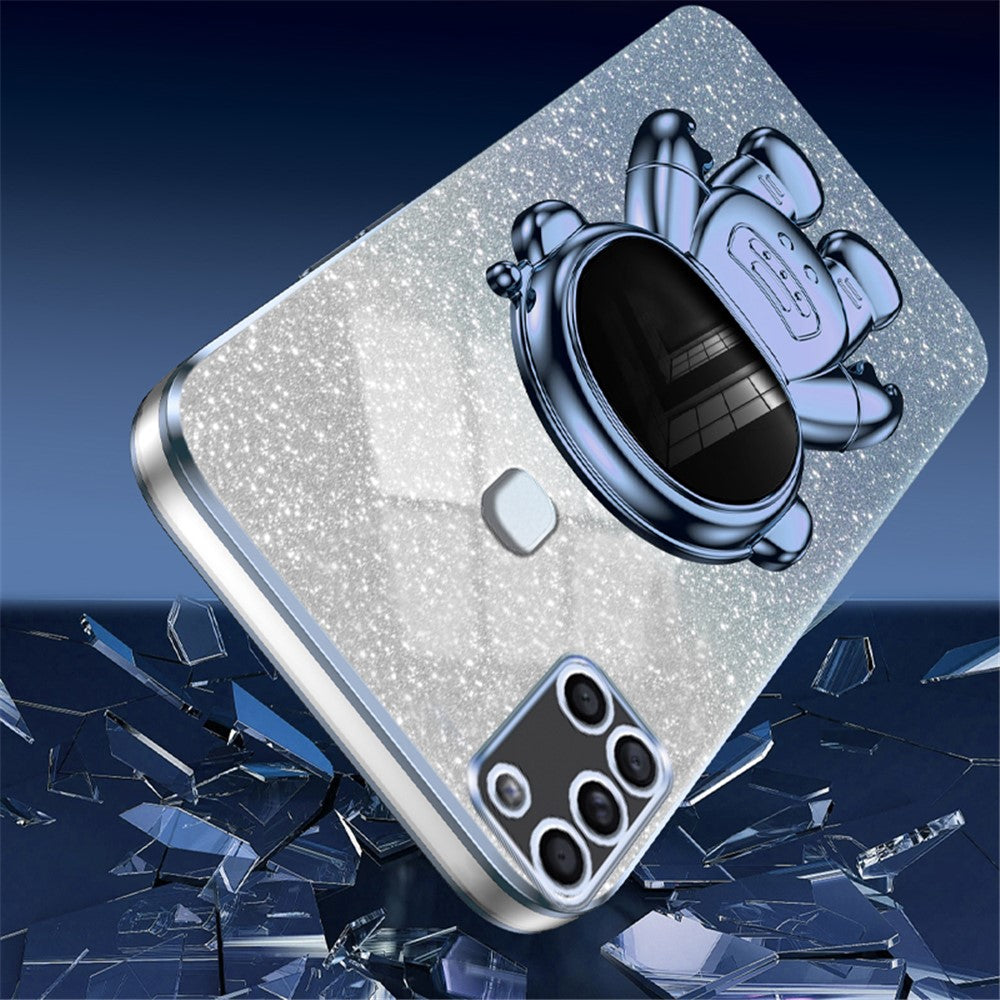 Til Samsung Galaxy A21s Ridsefast Telefoncover PC+TPU Telefoncover med Astronaut-stativ