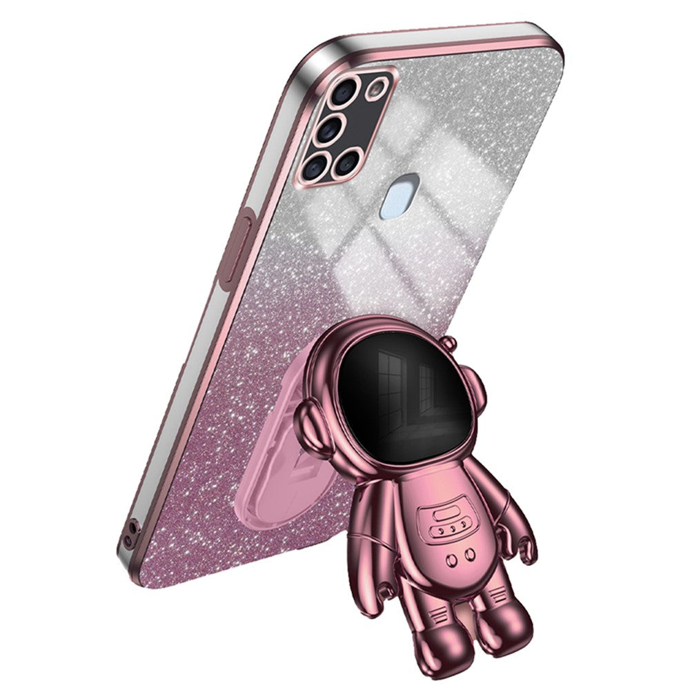 Til Samsung Galaxy A21s Ridsefast Telefoncover PC+TPU Telefoncover med Astronaut-stativ