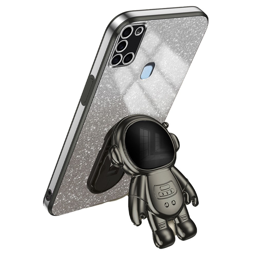 Til Samsung Galaxy A21s Ridsefast Telefoncover PC+TPU Telefoncover med Astronaut-stativ
